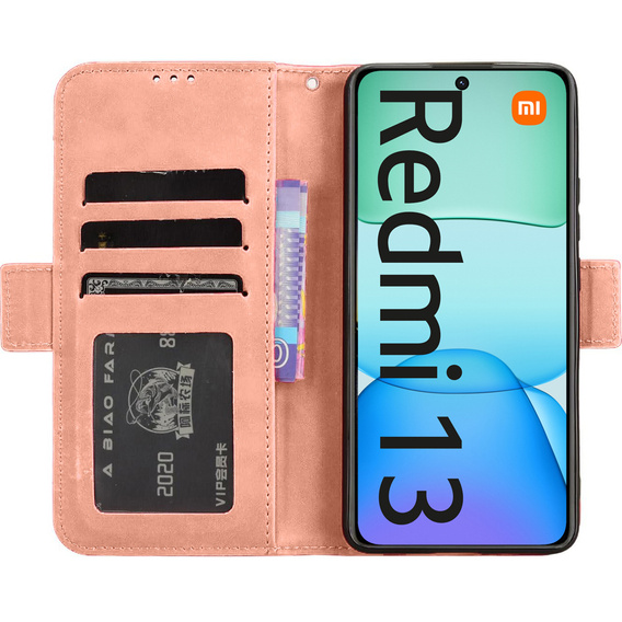 Футляр з клапаном для Xiaomi Redmi 13, Card Slot, рожевий