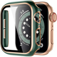 2в1 чехол и защитное стекло для часов Apple Watch 7/8 45mm - Green / Gold