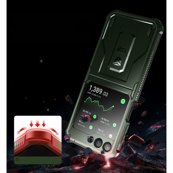 Броньований чохол для Samsung Galaxy Z Flip 5 5G, Dexnor Clip Holder, зелений