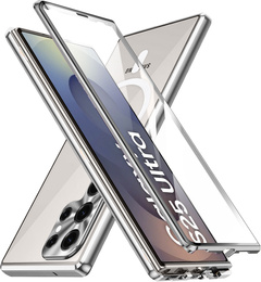 Магнітний чохол Dual Glass MagSafe для Samsung Galaxy S25 Ultra, сріблястий