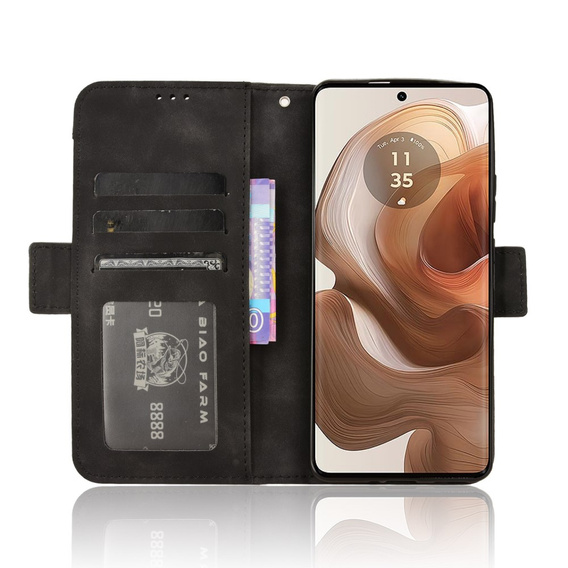 Футляр з клапаном для Motorola Edge 50 Ultra, Card Slot, чорний