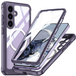 Чохол для Samsung Galaxy S25 FE, Shockproof, зі склом, для MagSafe, фіолетовий