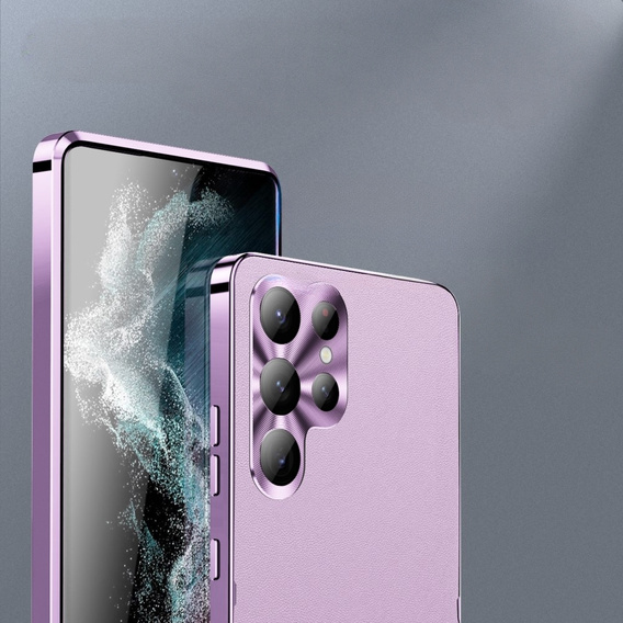 Кожаный чехол для Samsung Galaxy S24 Ultra, с защитой камеры, для MagSafe, фиолетовый