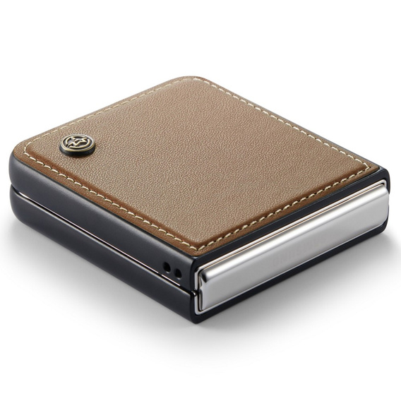 Чохол для Samsung Galaxy Z Flip7 FE / Z Flip6, CASE Litchi Leather, коричневий