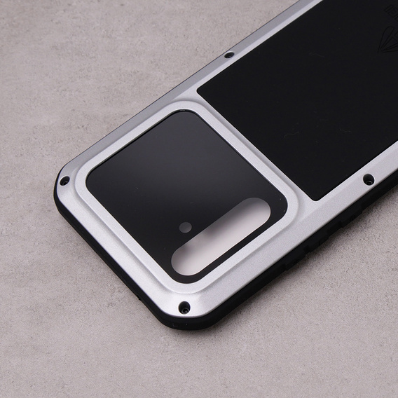 Чoхол Love Mei до Samsung Galaxy A54 5G, armored with glass, сріблястий