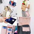 Откидной чехол для iPhone 14, Wallet Zipper Pocket, розовый