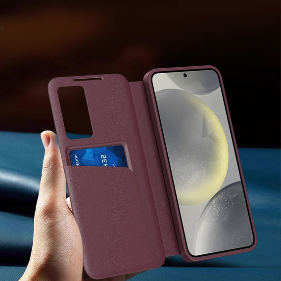 Флип-кейс для Samsung Galaxy S25, Smart View Wallet, бордовый