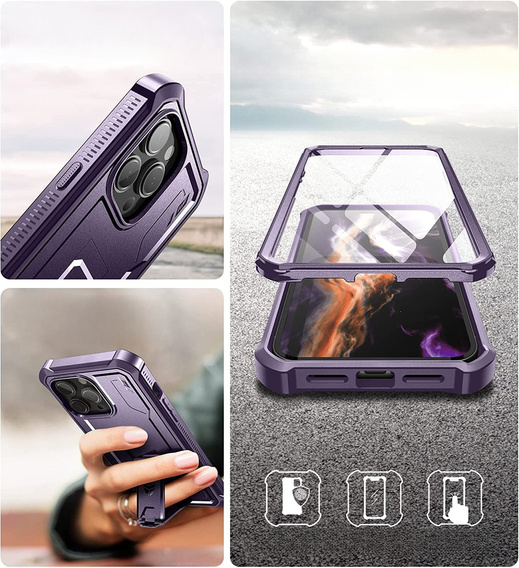 Броньований чохол для iPhone 14 Pro Max, Dexnor Full Body, фіолетовий