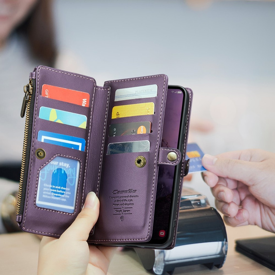 Чехол CASEME для Samsung Galaxy A56 5G, RFID Leather Wallet, с плечевым ремнем, фиолетовый