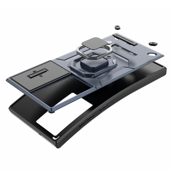 Чехол для Samsung Galaxy S24 Ultra, KickStand Camera Lens, синий