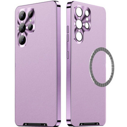 Кожаный чехол для Samsung Galaxy S24 Ultra, с защитой камеры, для MagSafe, фиолетовый