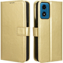 Футляр з клапаном для Motorola Moto E14, Crazy Horse Wallet, золотий