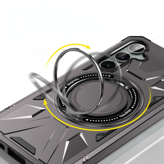 Чохол для Samsung Galaxy S23 FE, броньований з підставкою та ручкою, сірий