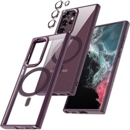Чехол MagSafe для Samsung Galaxy S22 Ultra 5G, гибридный чехол, бордовый