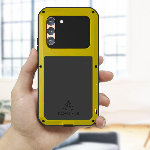 Чoхол Love Mei до Samsung Galaxy S23, armored with glass, жовтий