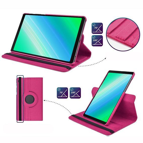 Чехол для Samsung Galaxy Tab A7 Lite 8.7 T220 / T225 TB330FU 10.95", вращающийся на 360, розовый