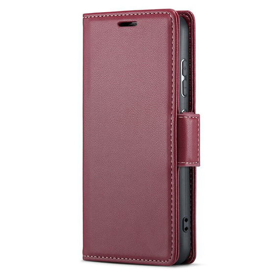 Чохол для Xiaomi Redmi Note 14 5G, ERBORD Glossy Litchi, гаманець з клапаном, червоний
