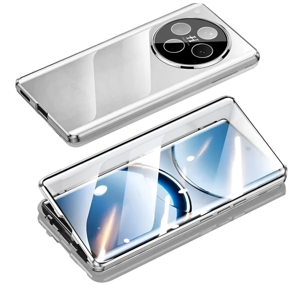 Чохол для Oppo Find X8 Pro, Magnetic Dual Glass, сріблястий