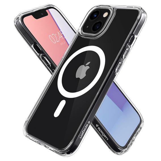 Чехол MagSafe Spigen для iPhone 13 Mini, Ultra Hybrid, белый + 9H закаленное стекло