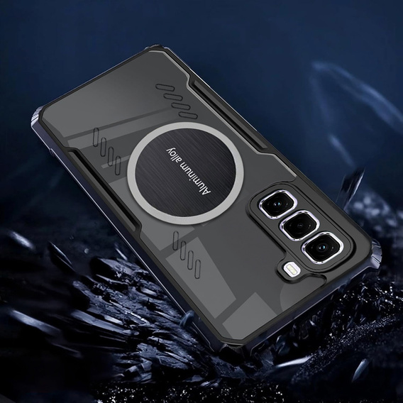 Чехол для Infinix Hot 50 Pro+ 4G, с магнитной пластиной, прозрачный / черный