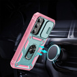 Чехол NOX Camera Slide Samsung Galaxy S23 FE, CamShield Slide, зелёный / розовый