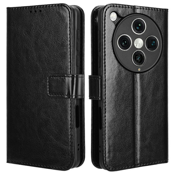 Откидной чехол для Oppo Find X8 Pro, Crazy Horse Wallet, чёрный