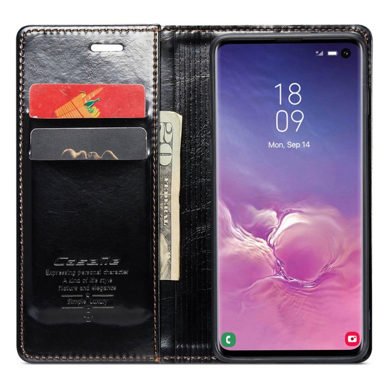 Флип-кейс CASEME для Samsung Galaxy S10+ Plus, Waxy Textured, чёрный