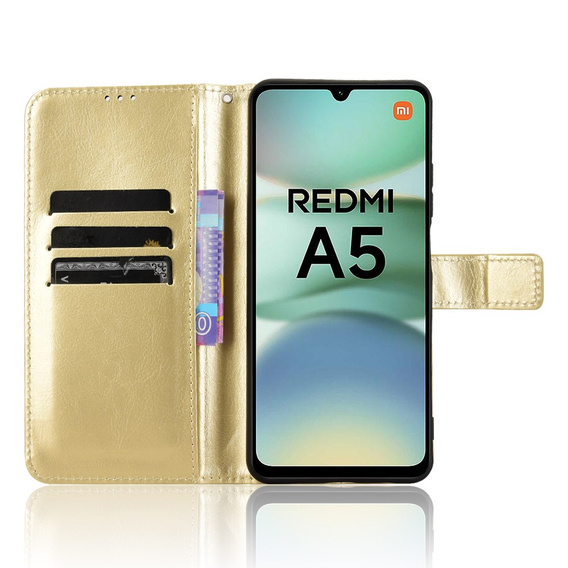 Откидной чехол для Xiaomi Redmi A5, Crazy Horse Wallet, золотой