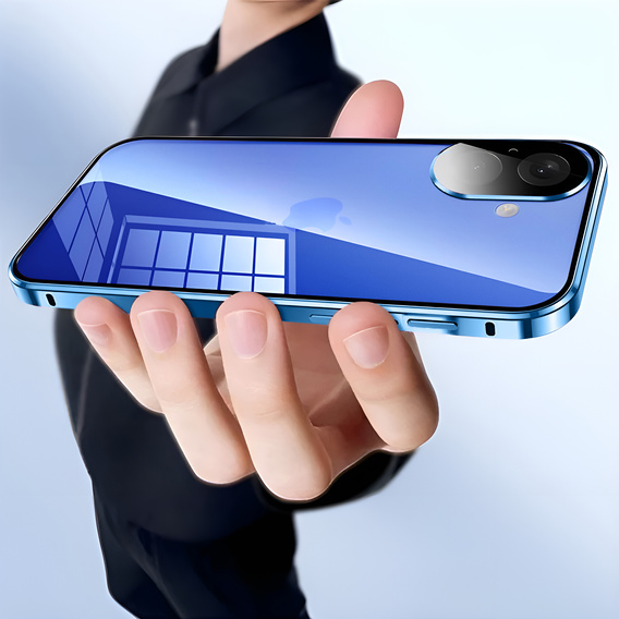 Чехол для iPhone 16, Magnetic Dual Glass, синий