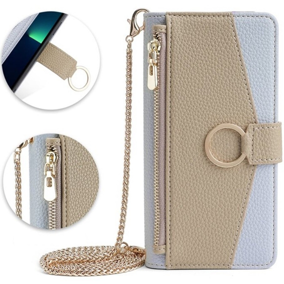 Чохол-книжка для Samsung Galaxy S23 Ultra, Wallet Zipper Pocket, з дзеркалом, м'яти