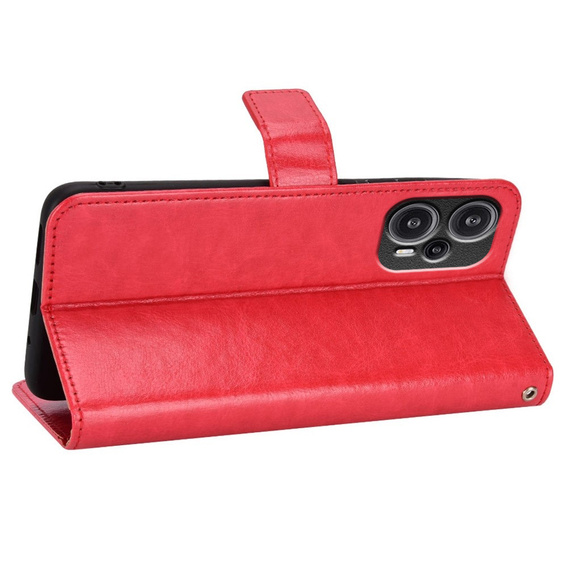 Откидной чехол для Poco F5 5G, Crazy Horse Wallet, красный