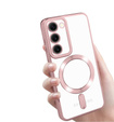 Чехол для Samsung Galaxy S23, Electro MagSafe, розовый rose gold + стекло для экрана