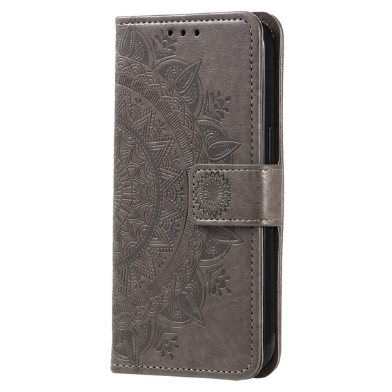 Чохол-книжка для Samsung Galaxy A25 5G, Mandala, сірий + скло 9H 