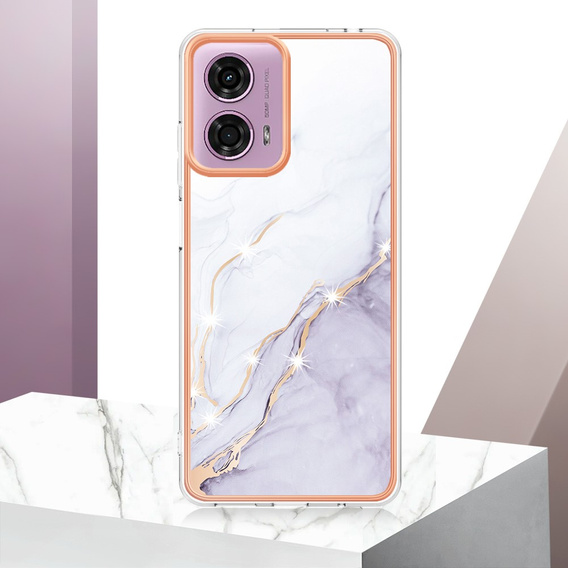 Захисний чохол для Motorola Moto G24 / G24 Power / G04, Marble Slim Case, білий
