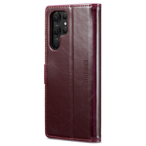 Откидной чехол для Samsung Galaxy S23 Ultra, ERBORD Waxy Wallet, красный