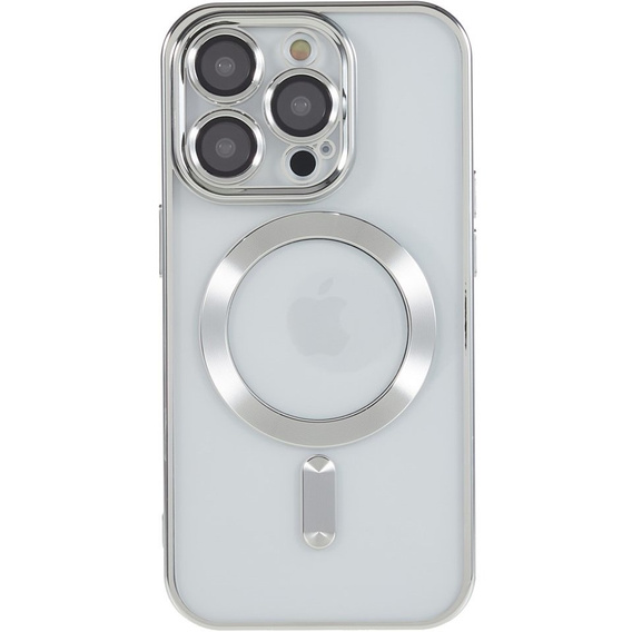 Чохол для iPhone 14 Pro, Electro MagSafe, сріблястий + Скло на екран