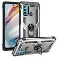 Бронированный Чехол до Motorola Moto G60, Nox Case Ring, серебряный