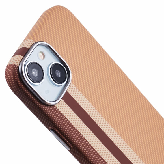 Чехол для iPhone 13, Carbon Fiber MagSafe, жёлтый