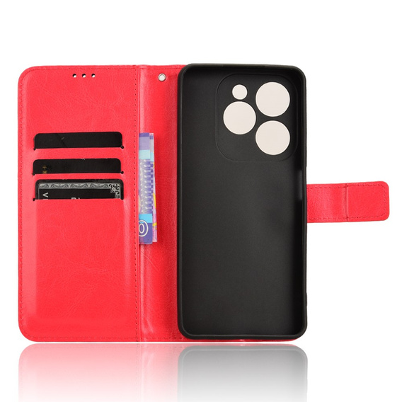 Футляр з клапаном для Infinix Hot 40i, Crazy Horse Wallet, червоний