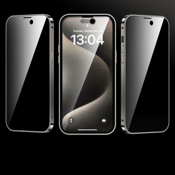 Чохол для iPhone 15 Pro, Privacy Dual Glass, для MagSafe, сріблястий