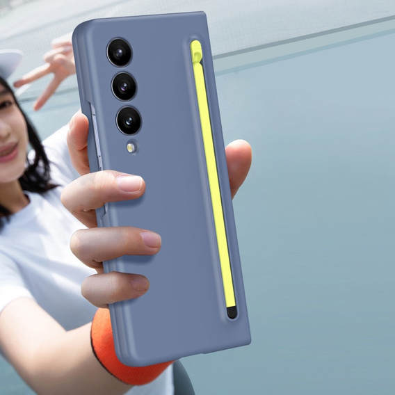 Чохол для Samsung Galaxy Z Fold 4 5G, зі склом та стилусом, синій / зелений