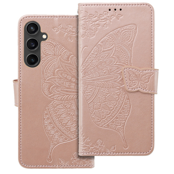 Чохол-книжка для Samsung Galaxy S23 FE, Butterfly, рожевий rose gold