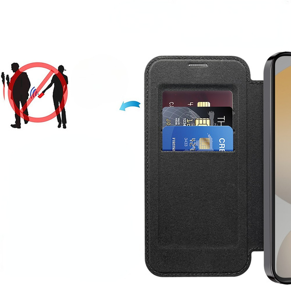 Откидной чехол для Samsung Galaxy S24 FE, RFID Wallet MagSafe CamShield, чёрный
