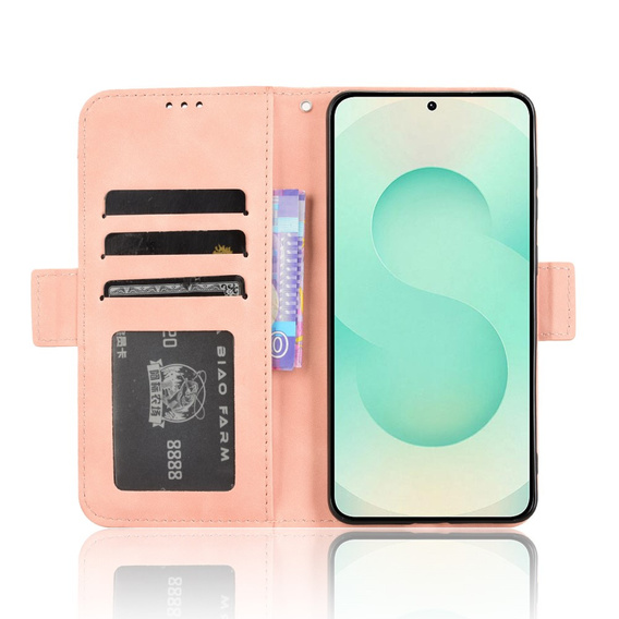 Откидной чехол для Samsung Galaxy S25 Edge, Card Slot, розовый