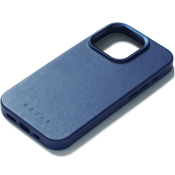 Mujjo Шкіряний чохол для iPhone 15 Pro, MagSafe, синій