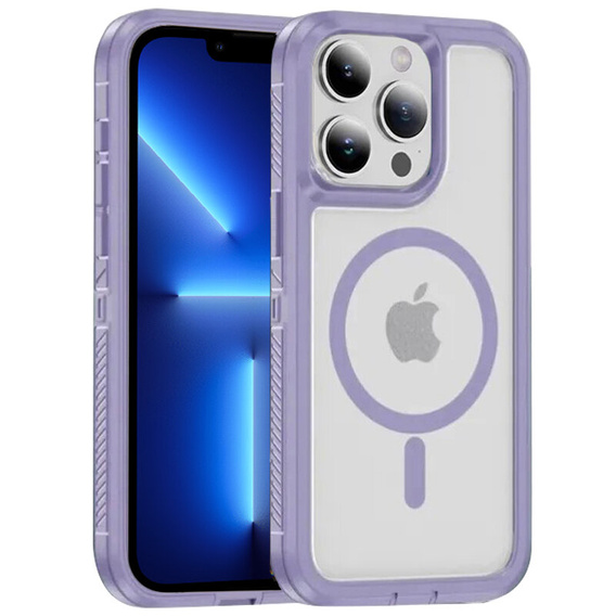 Чехол с рамкой для iPhone 13 Pro, для MagSafe, прозрачный / фиолетовый