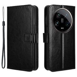 Откидной чехол для Xiaomi 14 Ultra, Crazy Horse Wallet, чёрный