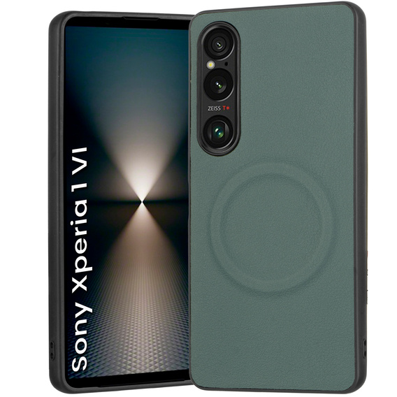 Чoхол до Sony Xperia 1 VI, Leather Hybrid MagSafe, зелений
