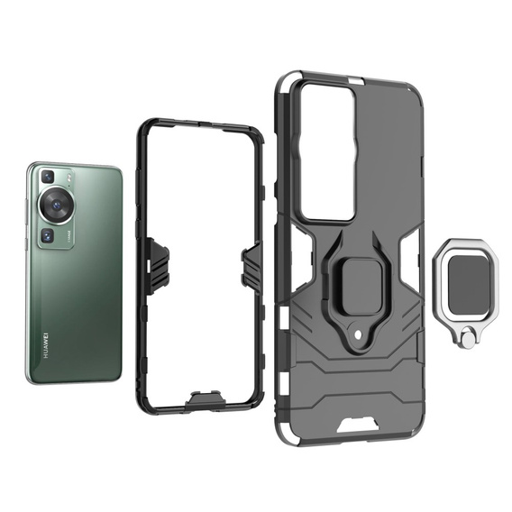Чехол до Huawei P60 / P60 Pro, Kickstand Ring, чёрный