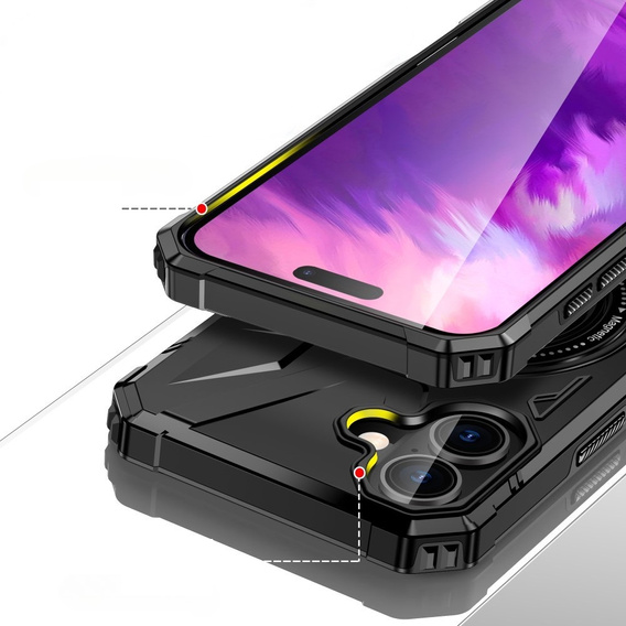 Чохол для iPhone 16, броньований з підставкою та ручкою, чорний